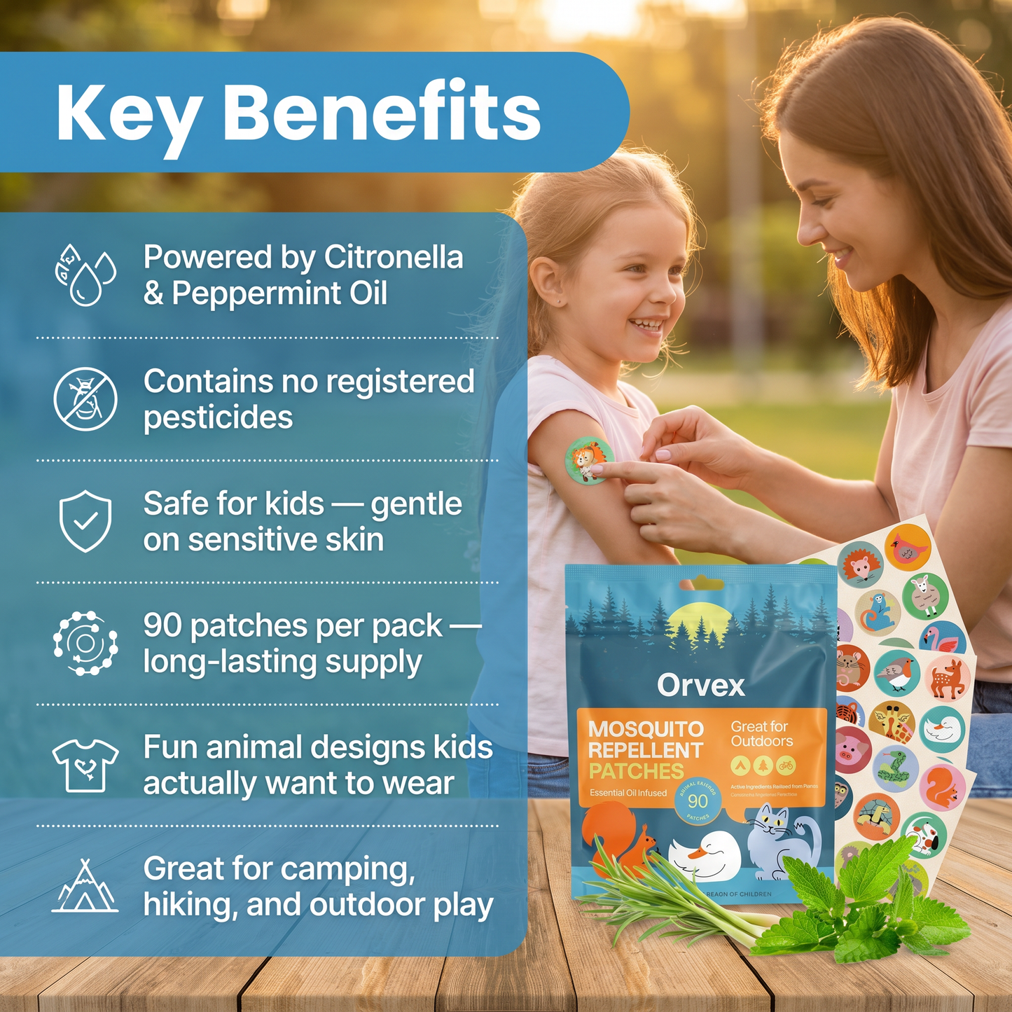 Mosquito Repellent Patches – 90 Essential Oil Patches