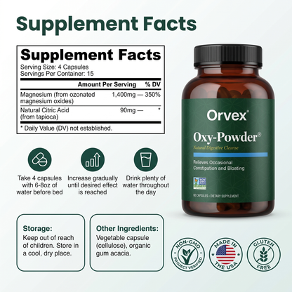 Oxy-Powder – 60ct Natural Constipation Relief Capsules